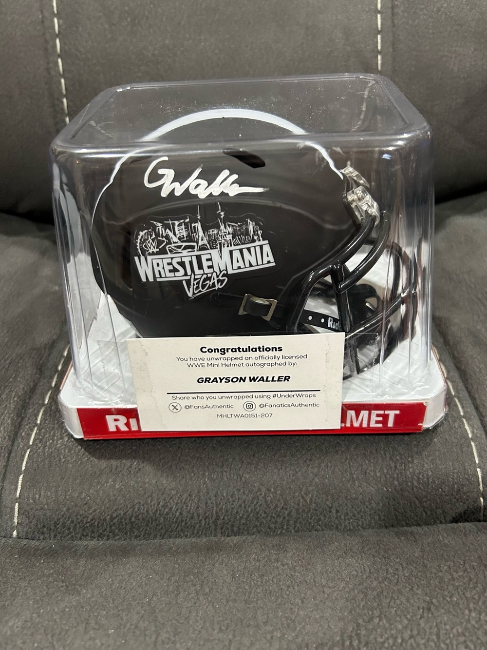 WWE Wrestlemania 42 mini helmet! Signed by Grayson Waller + COA! 1/25